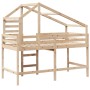 High bed with ladder and solid pine wood roof 80x200 cm by , Beds and slatted bases - Ref: Foro24-3281986, Price: 204,11 €, D...