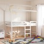 High bed with ladder and solid white pine wood roof 90x200 cm by , Beds and slatted bases - Ref: Foro24-3282145, Price: 263,2...