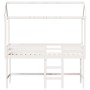 Cama alta escalera y techo madera maciza pino blanca 90x200 cm de , Camas y somieres - Ref: Foro24-3282145, Precio: 261,99 €,...