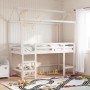 Cama alta escalera y techo madera maciza pino blanca 80x200 cm de , Camas y somieres - Ref: Foro24-3282153, Precio: 237,99 €,...