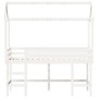 Cama alta escalera y techo madera maciza pino blanca 80x200 cm de , Camas y somieres - Ref: Foro24-3282153, Precio: 237,99 €,...