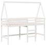 Cama alta escalera y techo madera maciza pino blanca 90x200 cm de , Camas y somieres - Ref: Foro24-3282105, Precio: 215,90 €,...