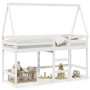 Cama alta escalera y techo madera maciza pino blanca 80x200 cm de , Camas y somieres - Ref: Foro24-3282107, Precio: 204,19 €,...