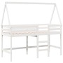 Cama alta escalera y techo madera maciza pino blanca 80x200 cm de , Camas y somieres - Ref: Foro24-3282107, Precio: 204,19 €,...