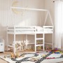 High bed with ladder and solid white pine wood roof 80x200 cm by , Beds and slatted bases - Ref: Foro24-3282107, Price: 203,6...