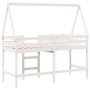 Cama alta escalera y techo madera maciza pino blanca 80x200 cm de , Camas y somieres - Ref: Foro24-3282107, Precio: 204,19 €,...