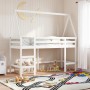 Cama alta escalera y techo madera maciza pino blanca 80x200 cm de , Camas y somieres - Ref: Foro24-3282113, Precio: 185,78 €,...