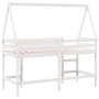 Cama alta escalera y techo madera maciza pino blanca 80x200 cm de , Camas y somieres - Ref: Foro24-3282113, Precio: 185,78 €,...