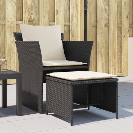 Garden armchair with black synthetic rattan footrest by , Garden sets - Ref: Foro24-368616, Price: 118,86 €, Discount: %