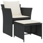 Garden armchair with black synthetic rattan footrest by , Garden sets - Ref: Foro24-368616, Price: 118,86 €, Discount: %