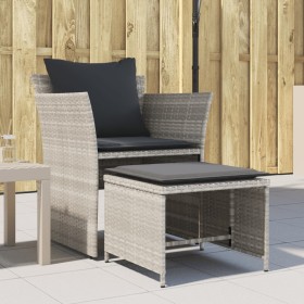 Gartenliege mit Fußhocker aus hellem grauen Kunststoff-Rattan von , Gartensets - Ref: Foro24-368621, Preis: 121,99 €, Rabatt: %