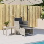 Gartenliege mit Fußhocker aus hellem grauen Kunststoff-Rattan von , Gartensets - Ref: Foro24-368621, Preis: 121,87 €, Rabatt: %