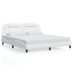 Estructura cama con luces LED cuero sintético blanco 180x200 cm de , Camas y somieres - Ref: Foro24-3214037, Precio: 228,99 €...