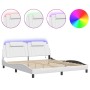 Bed frame with LED lights white synthetic leather 180x200 cm by , Beds and slatted bases - Ref: Foro24-3214037, Price: 230,35...