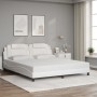 Bed frame with LED lights white synthetic leather 180x200 cm by , Beds and slatted bases - Ref: Foro24-3214037, Price: 230,35...