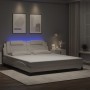 Bed frame with LED lights white synthetic leather 180x200 cm by , Beds and slatted bases - Ref: Foro24-3214037, Price: 230,35...