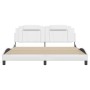 Bed frame with LED lights white synthetic leather 180x200 cm by , Beds and slatted bases - Ref: Foro24-3214037, Price: 230,35...