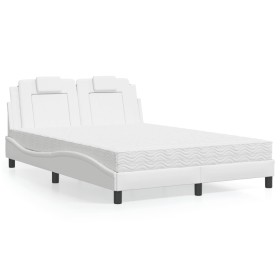 Cama con colchón cuero sintético blanco 140x190 cm de , Camas y somieres - Ref: Foro24-3208790, Precio: 361,25 €, Descuento: %