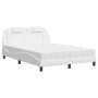 Bed with white synthetic leather mattress 140x190 cm by , Beds and slatted bases - Ref: Foro24-3208790, Price: 384,27 €, Disc...