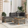 Garden stool and gray synthetic rattan cushion 63.5x56x32 cm by , Outdoor ottomans - Ref: Foro24-365933, Price: 70,79 €, Disc...