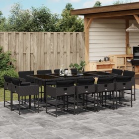 Garden dining set with 13-piece black synthetic rattan cushions. by , Garden sets - Ref: Foro24-3278166, Price: 965,99 €, Dis...