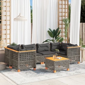 7-piece garden sofa set with gray synthetic rattan cushions by , Garden sets - Ref: Foro24-3261747, Price: 580,80 €, Discount: %