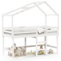 High bed with ladder and ceiling solid white pine wood 80x200 cm by , Beds and slatted bases - Ref: Foro24-3282067, Price: 23...