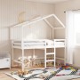 High bed with ladder and ceiling solid white pine wood 80x200 cm by , Beds and slatted bases - Ref: Foro24-3282067, Price: 23...