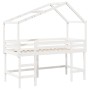 Cama alta escalera y techo madera maciza pino blanca 90x200 cm de , Camas y somieres - Ref: Foro24-3282071, Precio: 238,76 €,...