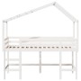 Cama alta escalera y techo madera maciza pino blanca 90x200 cm de , Camas y somieres - Ref: Foro24-3282071, Precio: 238,76 €,...