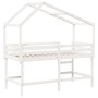 Cama alta escalera y techo madera maciza pino blanca 90x200 cm de , Camas y somieres - Ref: Foro24-3282071, Precio: 238,76 €,...