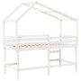 High bed with ladder and ceiling solid white pine wood 80x200 cm by , Beds and slatted bases - Ref: Foro24-3282073, Price: 21...