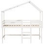 High bed with ladder and ceiling solid white pine wood 90x200 cm by , Beds and slatted bases - Ref: Foro24-3282065, Price: 24...