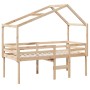 High bed with solid pine wood roof 90x200 cm by , Beds and slatted bases - Ref: Foro24-3282052, Price: 230,31 €, Discount: %