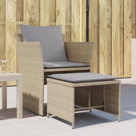 Garden armchair with beige synthetic rattan footrest by , Garden sets - Ref: Foro24-368619, Price: 121,87 €, Discount: %