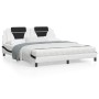 Bed frame with black and white synthetic leather headboard by , Beds and slatted bases - Ref: Foro24-3208116, Price: 229,03 €...