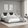 Bed frame with black and white synthetic leather headboard by , Beds and slatted bases - Ref: Foro24-3208116, Price: 229,03 €...