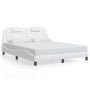 Bed frame with LED lights white PE leather 160x200 cm by , Beds and slatted bases - Ref: Foro24-3214030, Price: 230,14 €, Dis...