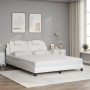 Bed frame with LED lights white PE leather 160x200 cm by , Beds and slatted bases - Ref: Foro24-3214030, Price: 230,14 €, Dis...