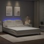 Bed frame with LED lights white PE leather 160x200 cm by , Beds and slatted bases - Ref: Foro24-3214030, Price: 214,99 €, Dis...