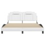 Bed frame with LED lights white PE leather 160x200 cm by , Beds and slatted bases - Ref: Foro24-3214030, Price: 214,99 €, Dis...