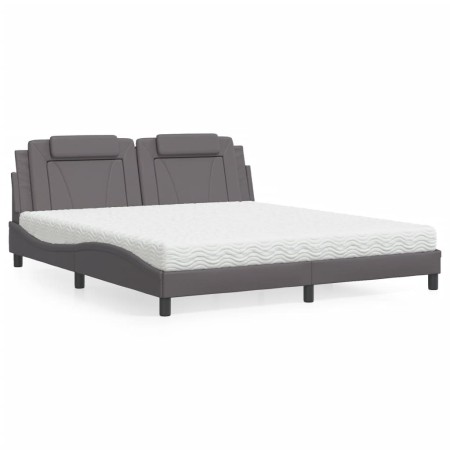 Bed with gray synthetic leather mattress 180x200 cm by , Beds and slatted bases - Ref: Foro24-3208813, Price: 476,06 €, Disco...