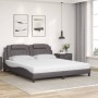 Bed with gray synthetic leather mattress 180x200 cm by , Beds and slatted bases - Ref: Foro24-3208813, Price: 476,06 €, Disco...