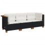 3-seater garden sofa with black synthetic rattan cushions by , Outdoor sofas - Ref: Foro24-365917, Price: 249,33 €, Discount: %