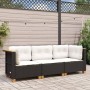 3-seater garden sofa with black synthetic rattan cushions by , Outdoor sofas - Ref: Foro24-365917, Price: 249,33 €, Discount: %