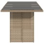 Garden table glass surface PE rattan beige 190x80x75 cm by , Garden tables - Ref: Foro24-365605, Price: 186,13 €, Discount: %