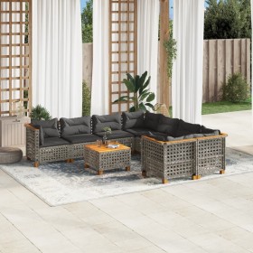 9-piece garden furniture set and gray synthetic rattan cushions by , Garden sets - Ref: Foro24-3261777, Price: 737,94 €, Disc...