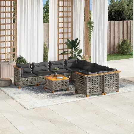 9-teiliges Gartenmöbel-Set und graue synthetische Rattankissen von , Gartensets - Ref: Foro24-3261777, Preis: 737,99 €, Rabat...