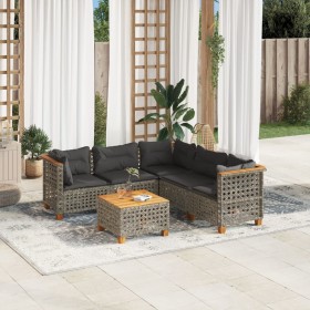 6-piece garden furniture set and gray synthetic rattan cushions by , Garden sets - Ref: Foro24-3261831, Price: 488,84 €, Disc...