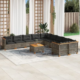 11-piece garden sofa set and gray synthetic rattan cushions by , Garden sets - Ref: Foro24-3262053, Price: 900,99 €, Discount: %